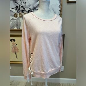 Like New! AERIE Super Soft Lace Up Pink Sweatshirt